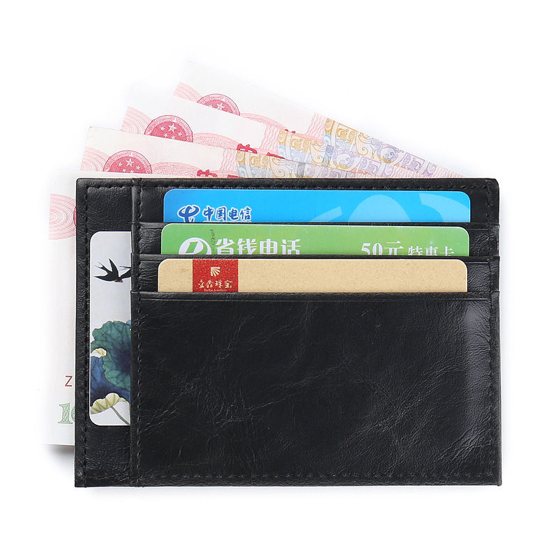 Minimalist synthetic leather wallet with 9 pockets - Black